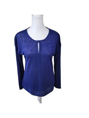 Sanctuary Lightweight Blue Sweater Keyhole Neck Long Sleeve Knit Top SZ XS
